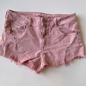 American Eagle Pink Cutoff jean Shorties size 12